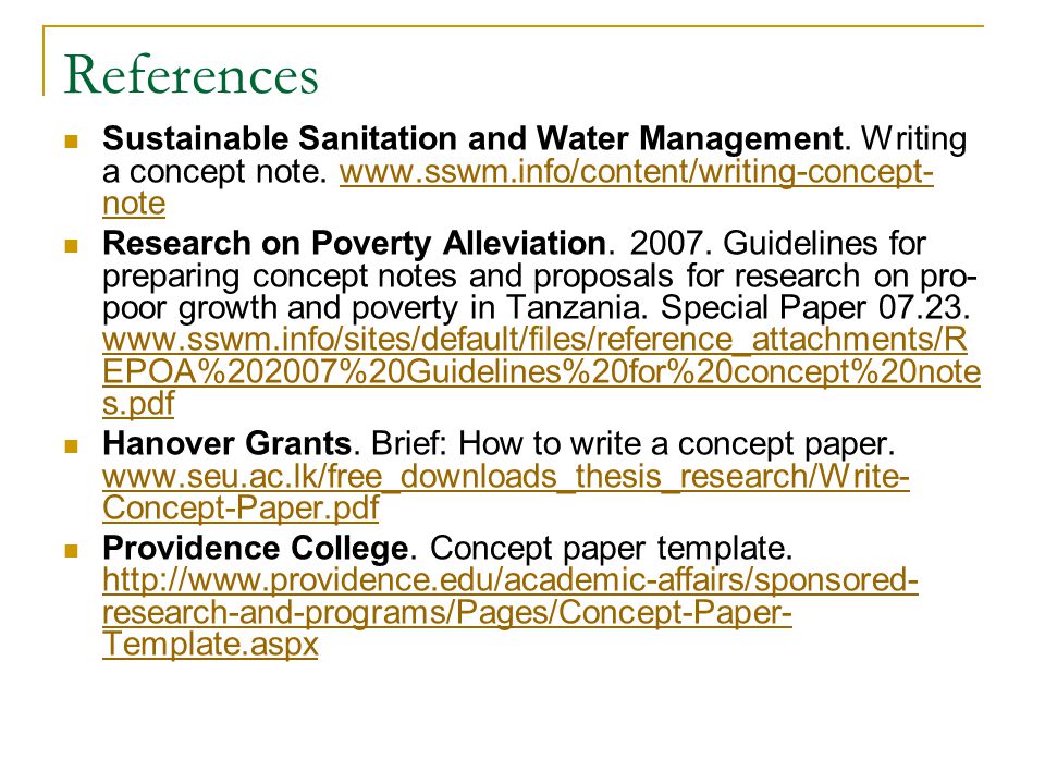 References Sustainable Sanitation and Water Management.