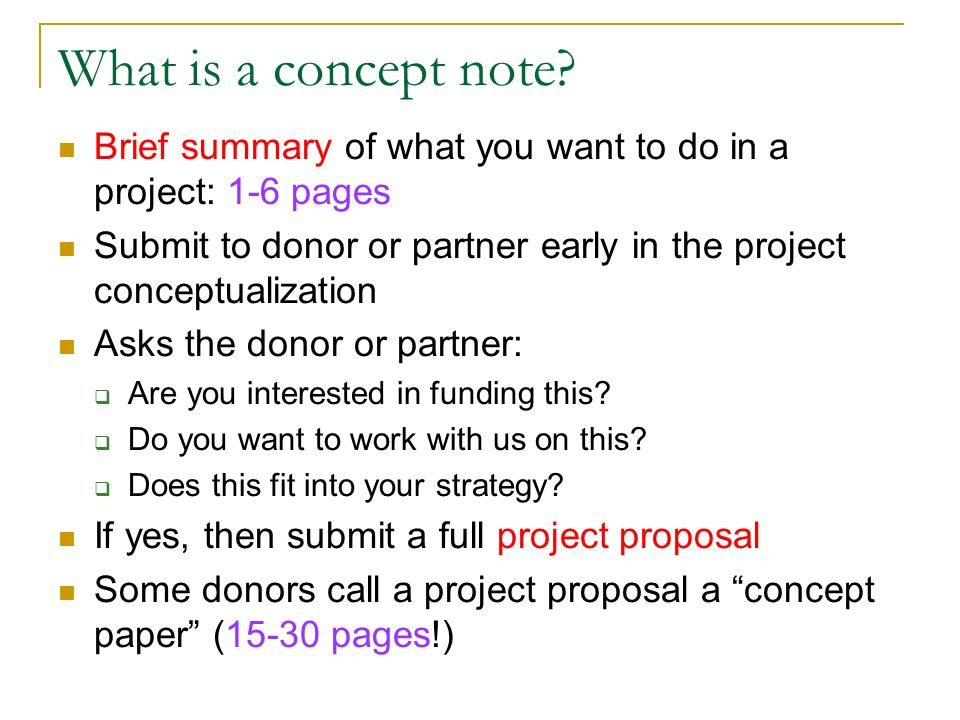 What is a concept note.