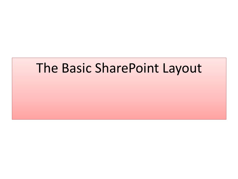 The Basic SharePoint Layout
