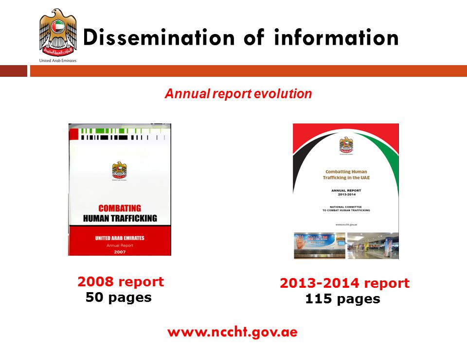 Dissemination of information Annual report evolution 2008 report 50 pages report 115 pages