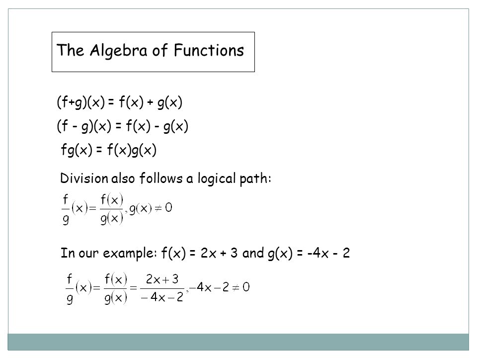 By Dr Julia Arnold The Algebra Of Functions What Does It Mean To