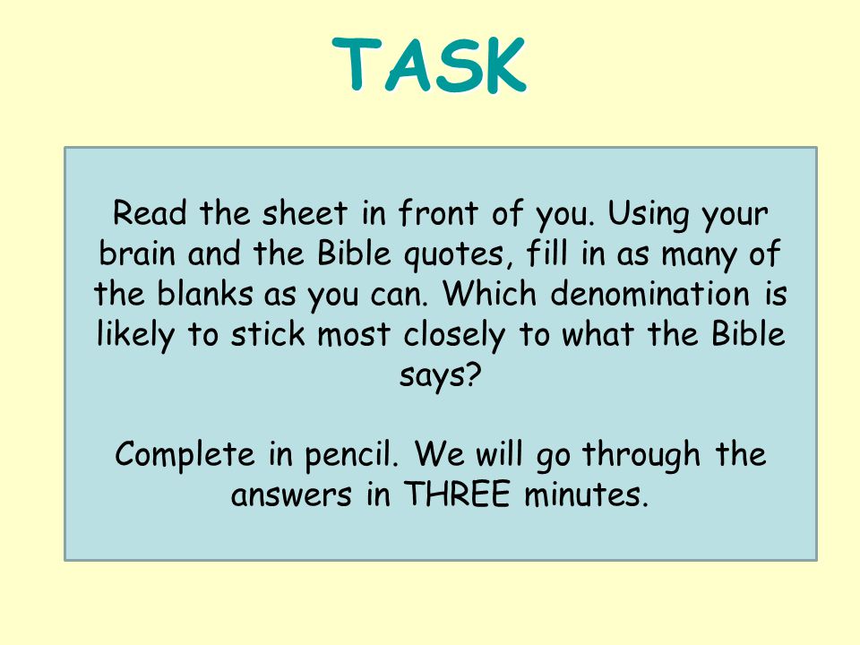 TASK Read the sheet in front of you.