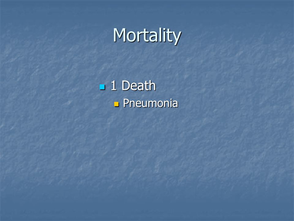 Mortality 1 Death 1 Death Pneumonia Pneumonia