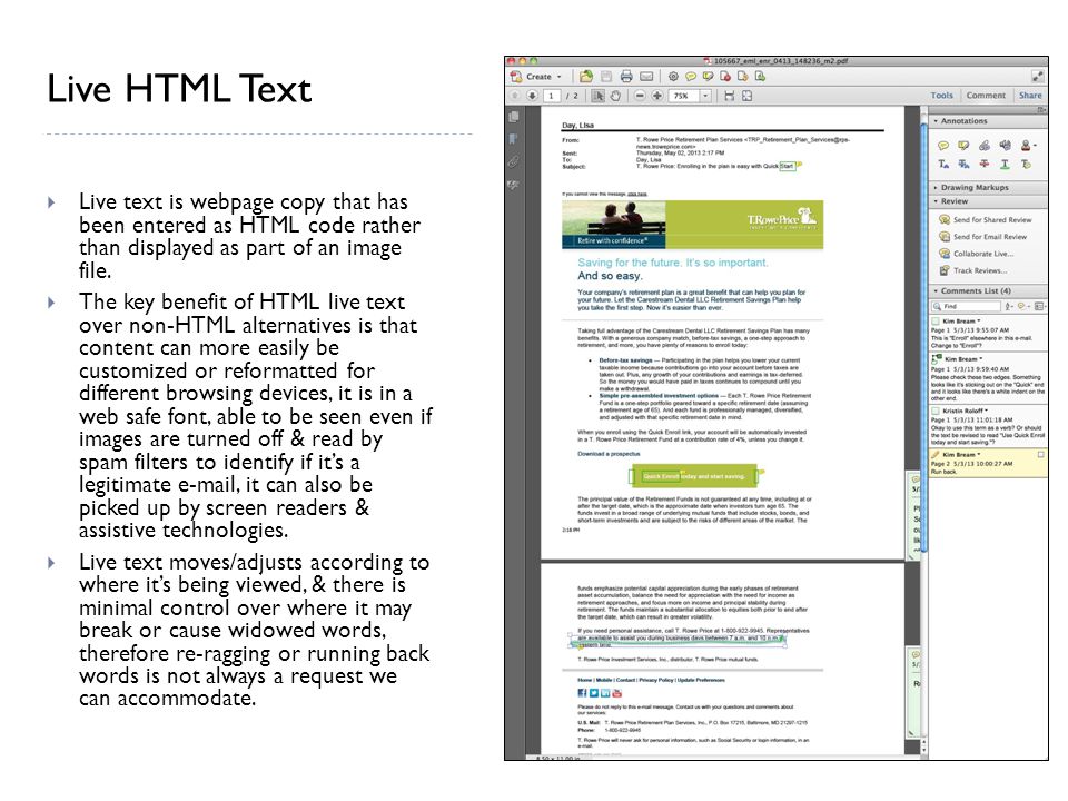  Live text is webpage copy that has been entered as HTML code rather than displayed as part of an image file.