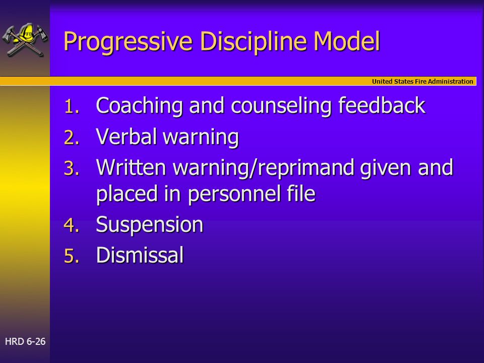 United States Fire Administration HRD 6-26 Progressive Discipline Model 1.