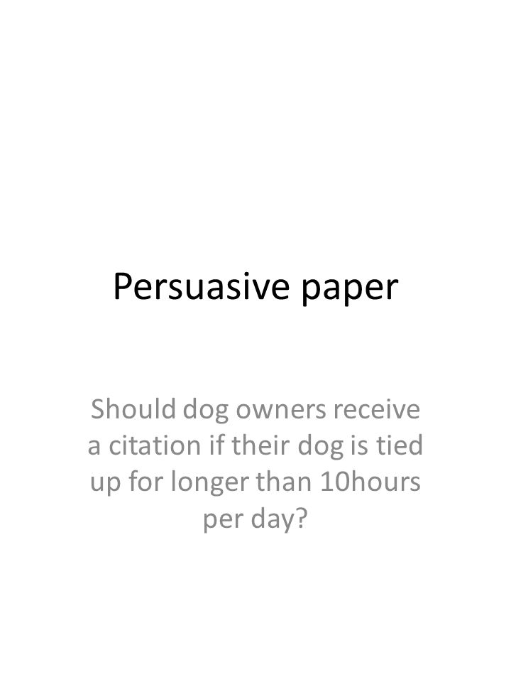Persuasive paper Should dog owners receive a citation if their dog is tied up for longer than 10hours per day
