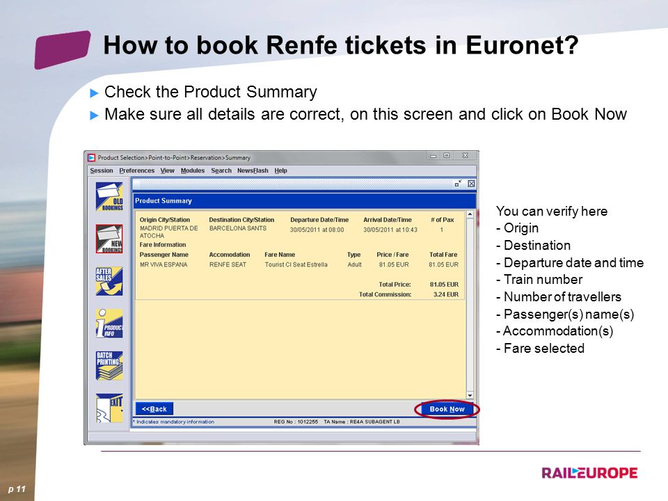 p 11 How to book Renfe tickets in Euronet.