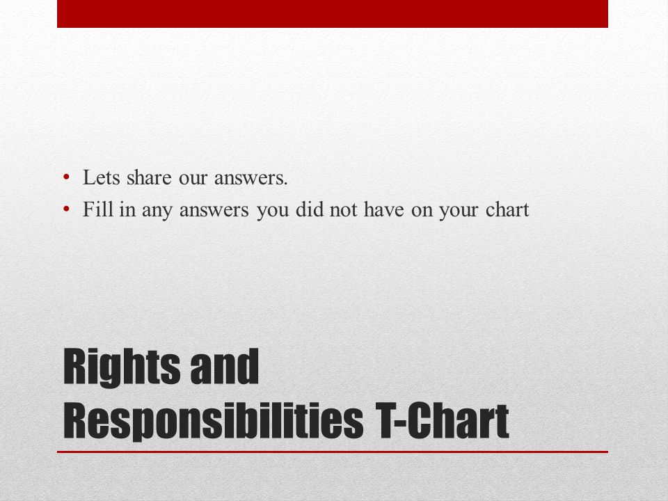 Rights and Responsibilities T-Chart Lets share our answers.