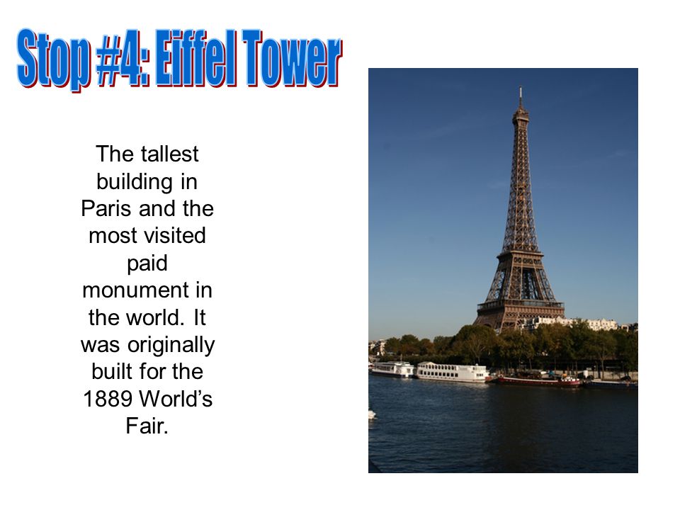 The tallest building in Paris and the most visited paid monument in the world.
