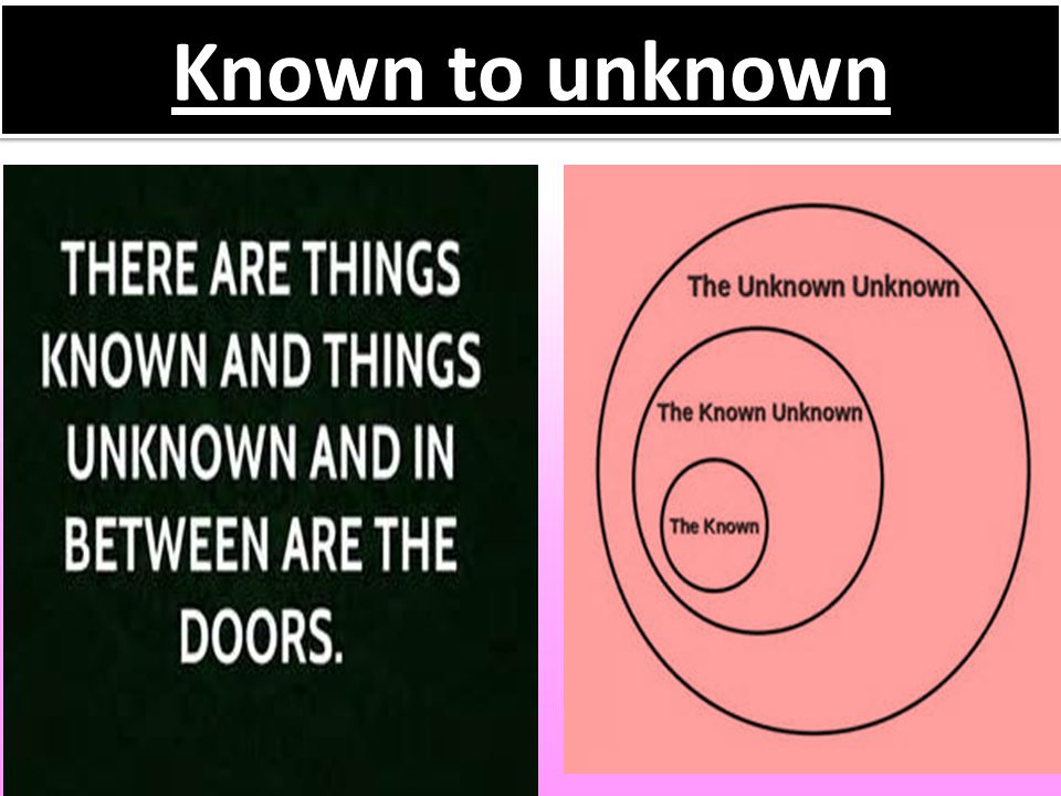 Known to unknown