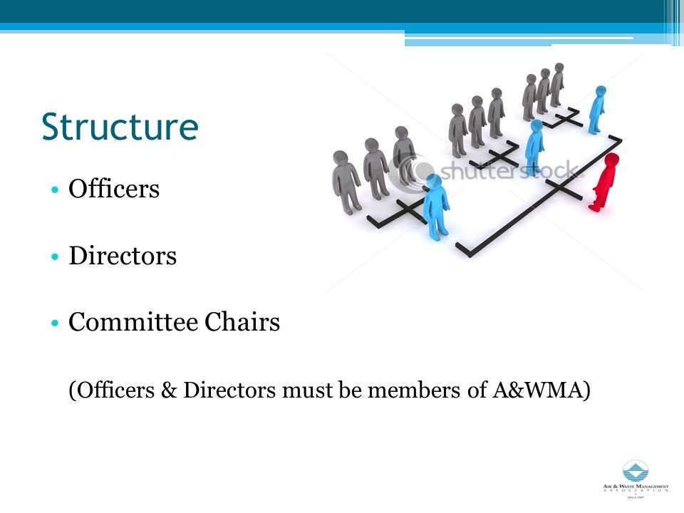 Structure Officers Directors Committee Chairs (Officers & Directors must be members of A&WMA)