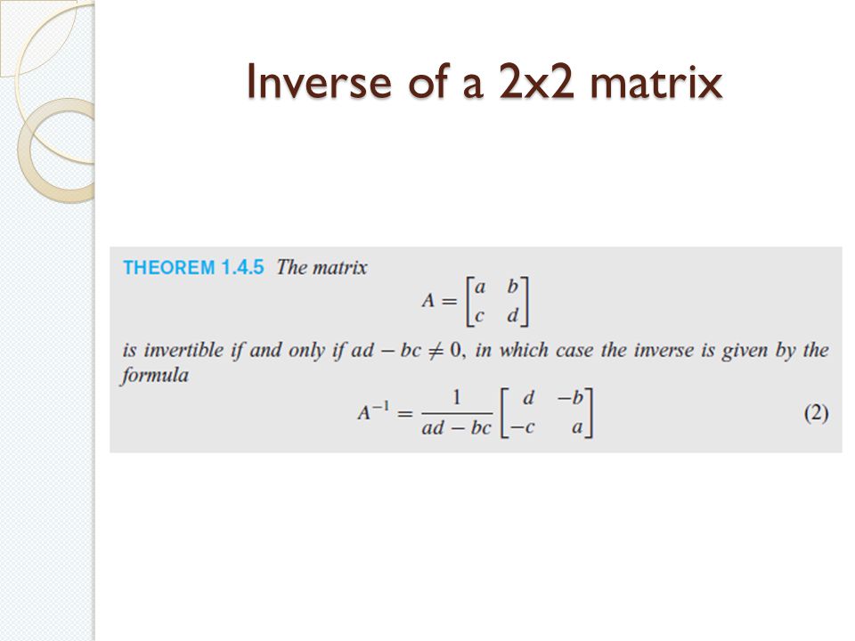 Inverse of a 2x2 matrix