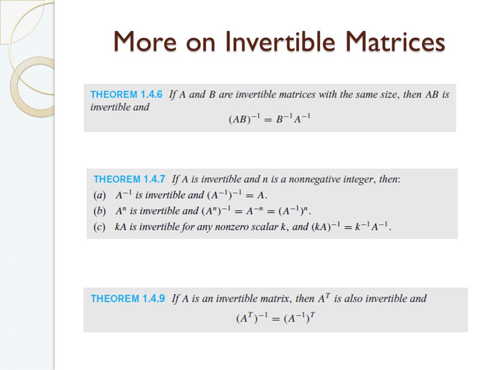 More on Invertible Matrices