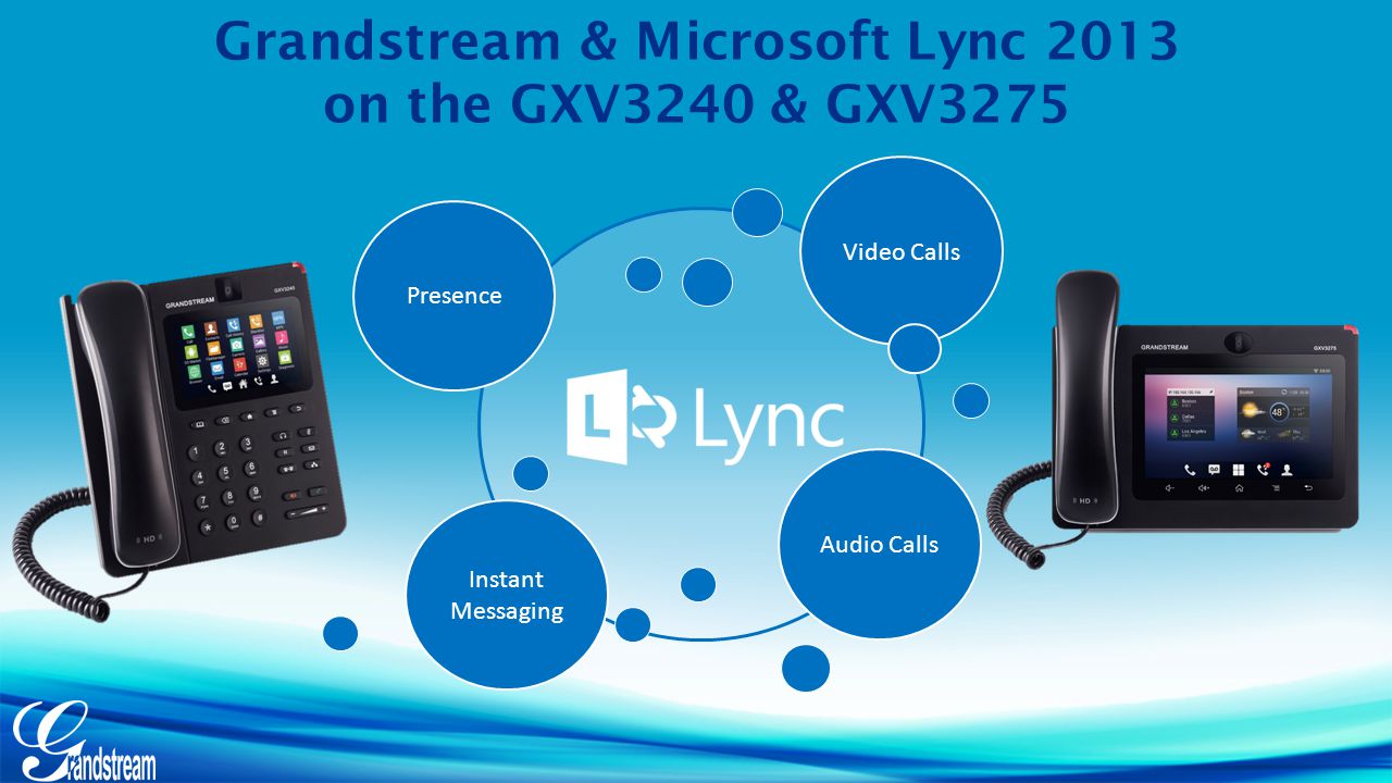 Grandstream & Microsoft Lync 2013 on the GXV3240 & GXV3275 Instant Messaging Video Calls Audio Calls Presence