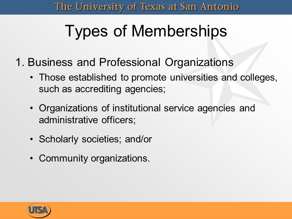 Types of Memberships 1.