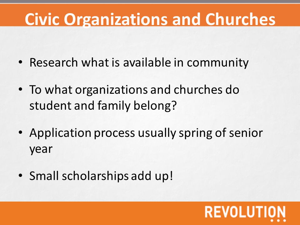 Civic Organizations and Churches Research what is available in community To what organizations and churches do student and family belong.