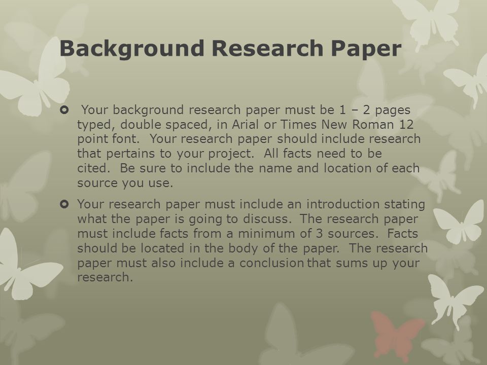 background research paper for science fair project