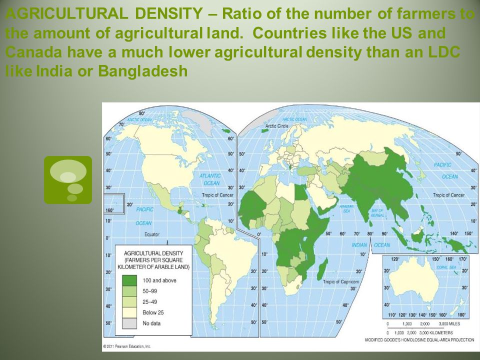 AGRICULTURAL DENSITY – Ratio of the number of farmers to the amount of agricultural land.