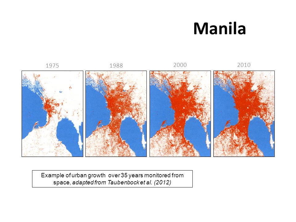 Manila Example of urban growth over 35 years monitored from space, adapted from Taubenbock et al.