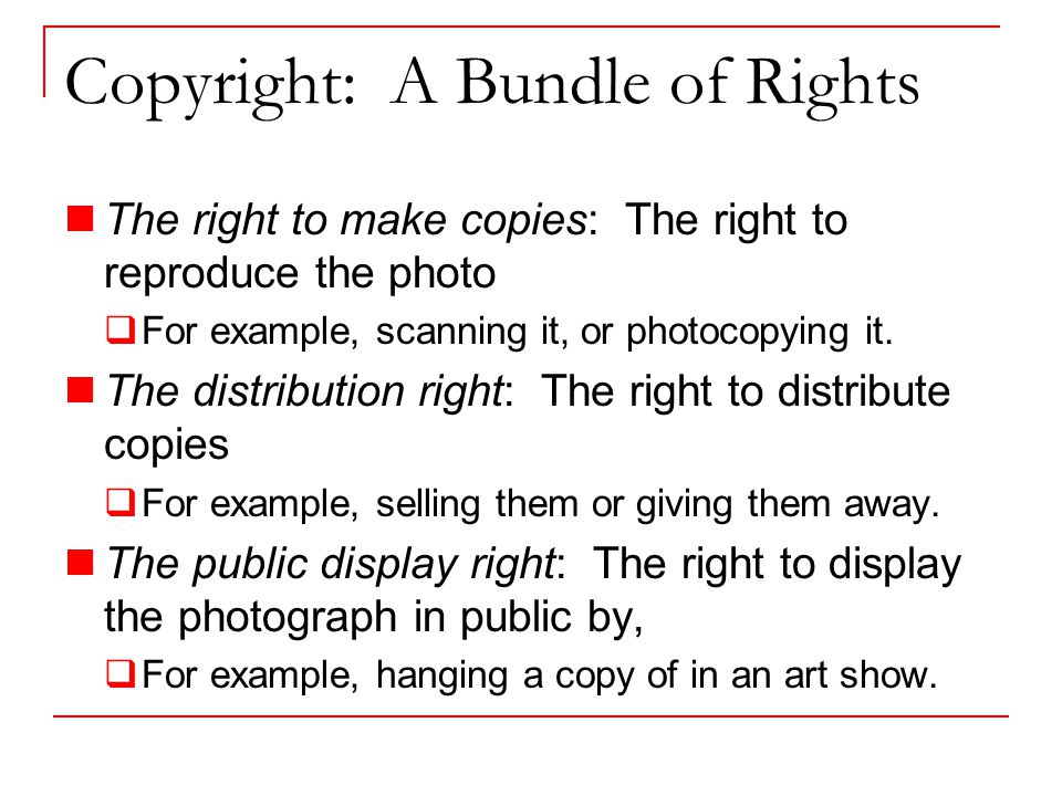 Basic Copyright Law Richard Warner. Copyright: A Bundle of Rights The ...