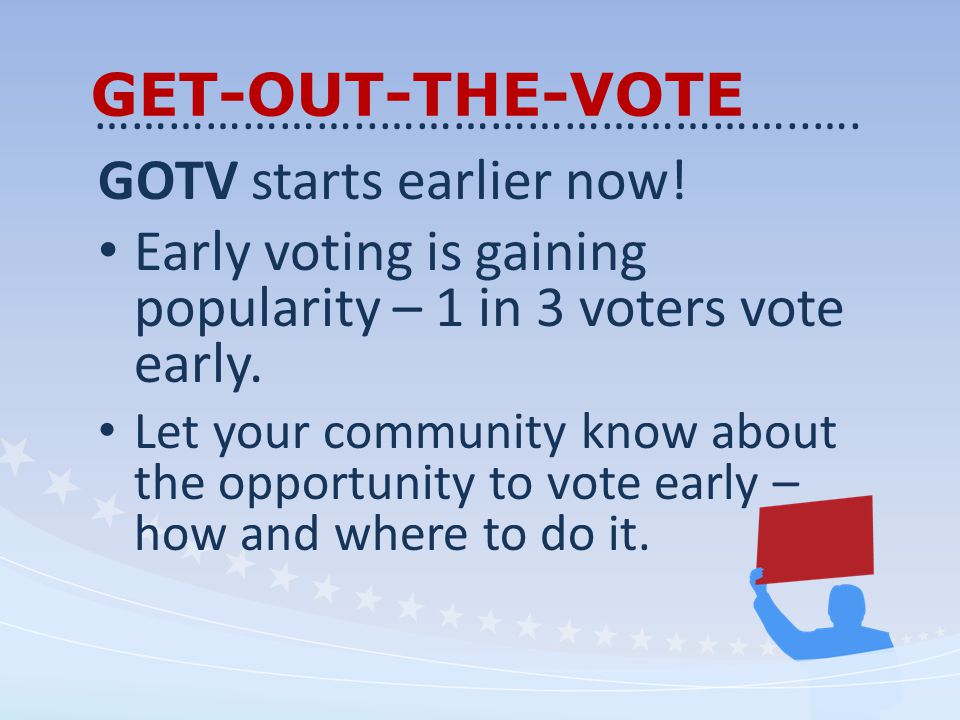 GET-OUT-THE-VOTE GOTV starts earlier now.