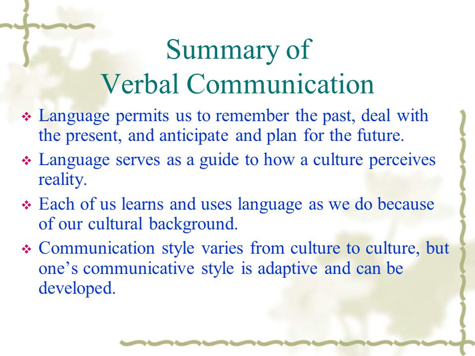 summary of verbal and nonverbal communication