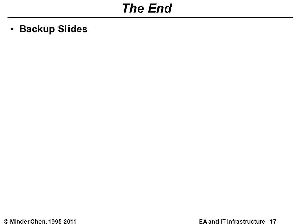 EA and IT Infrastructure - 17© Minder Chen, The End Backup Slides