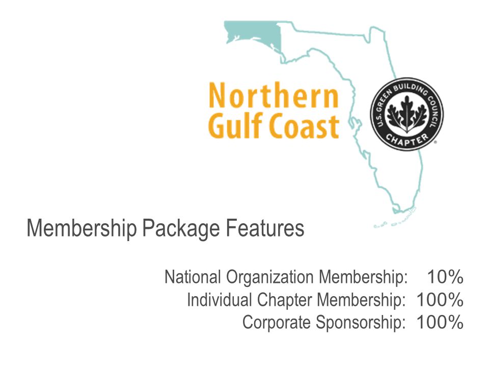 Membership Package Features National Organization Membership: 10% Individual Chapter Membership: 100% Corporate Sponsorship: 100%