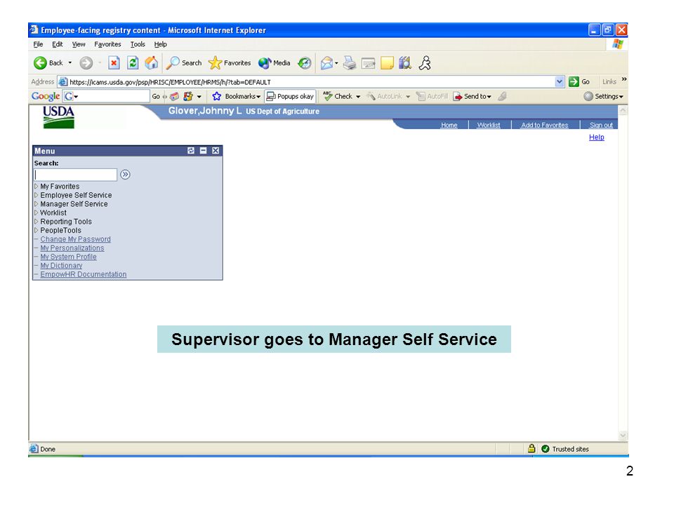 2 Supervisor goes to Manager Self Service