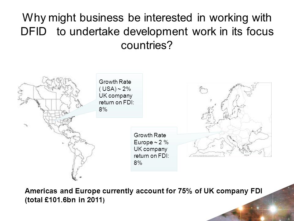 Why might business be interested in working with DFID to undertake development work in its focus countries.