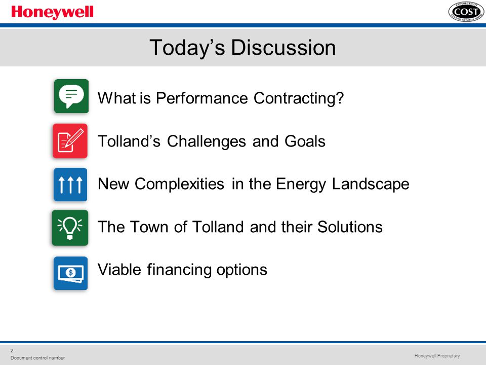 Honeywell Proprietary 2 Document control number Today’s Discussion What is Performance Contracting.