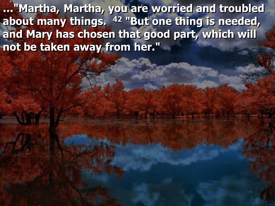 … Martha, Martha, you are worried and troubled about many things.