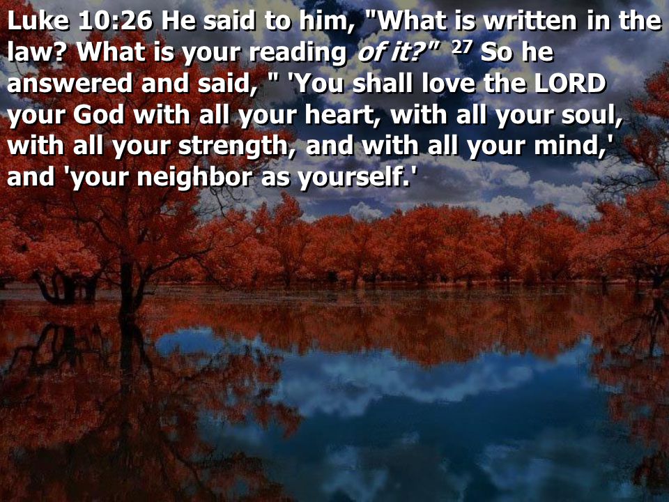 Luke 10:26 He said to him, What is written in the law.