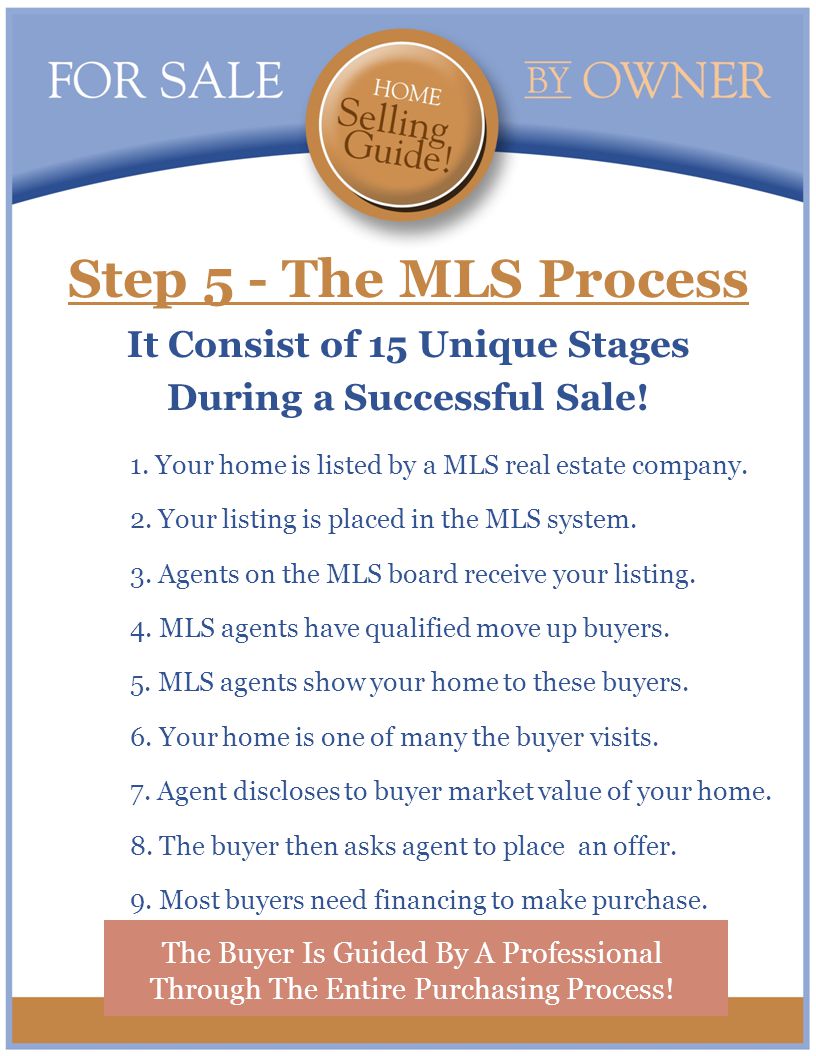 Step 5 - The MLS Process 1. Your home is listed by a MLS real estate company.