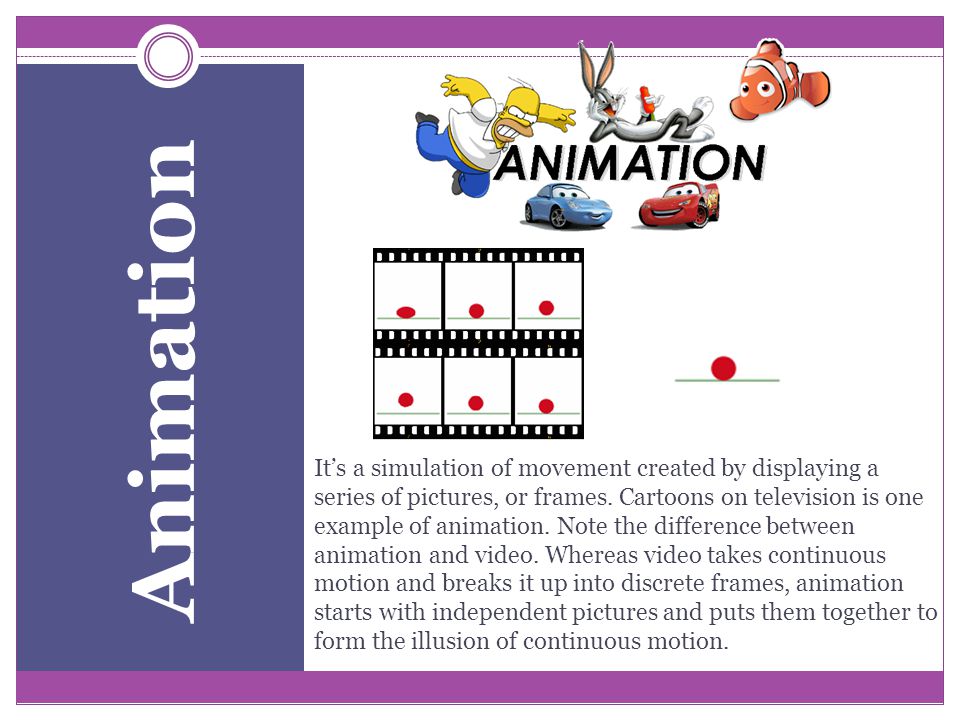 It’s a simulation of movement created by displaying a series of pictures, or frames.