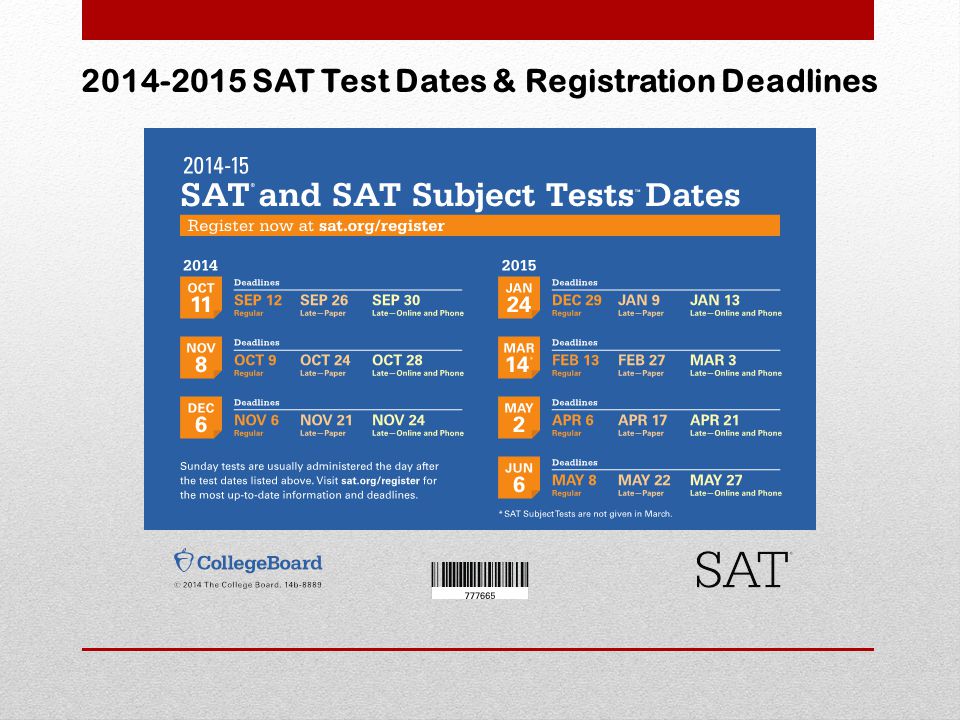 SAT Test Dates & Registration Deadlines
