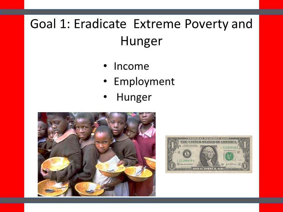 Goal 1: Eradicate Extreme Poverty and Hunger Income Employment Hunger