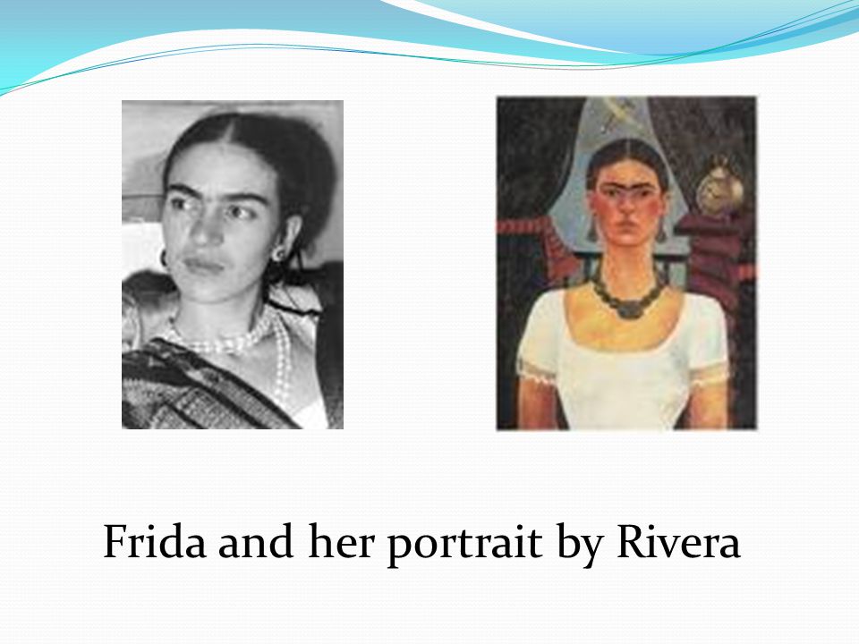Frida and her portrait by Rivera