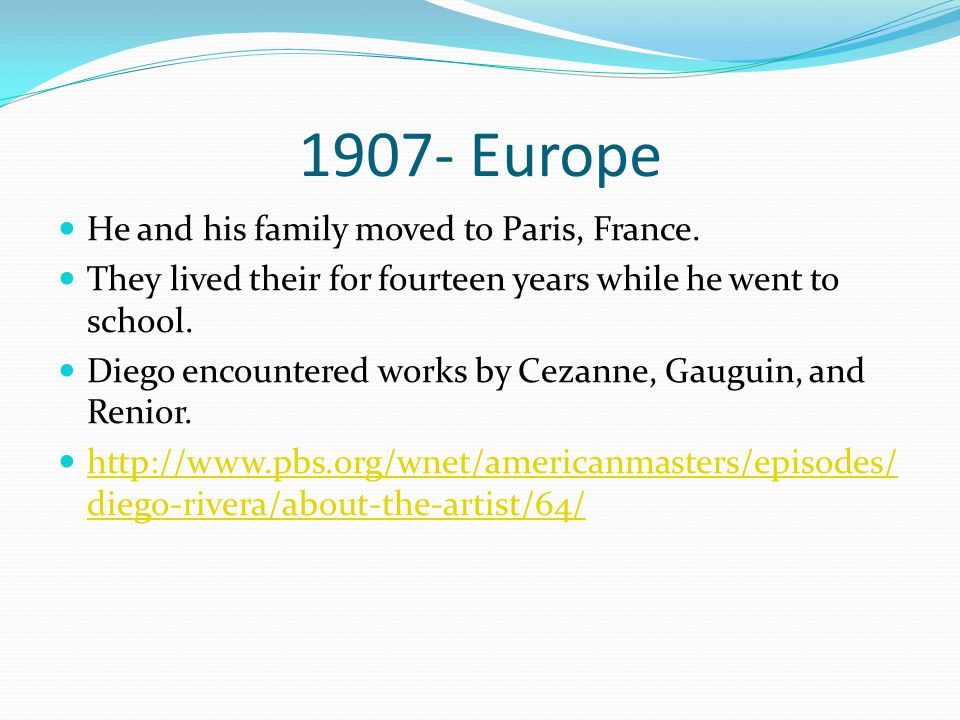 1907- Europe He and his family moved to Paris, France.