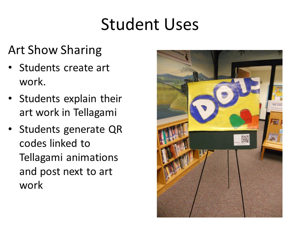 Student Uses Art Show Sharing Students create art work.