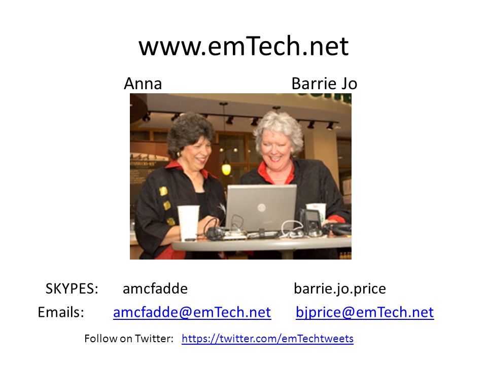 SKYPES: amcfadde barrie.jo.price  s:  Anna Barrie Jo Follow on Twitter: