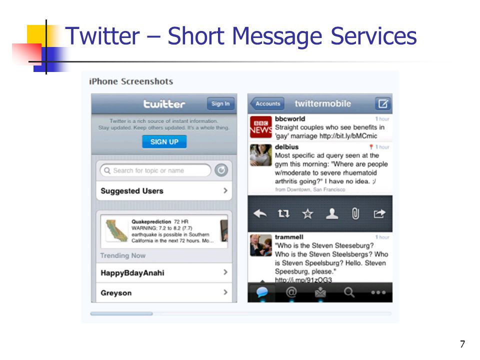 Twitter – Short Message Services 7