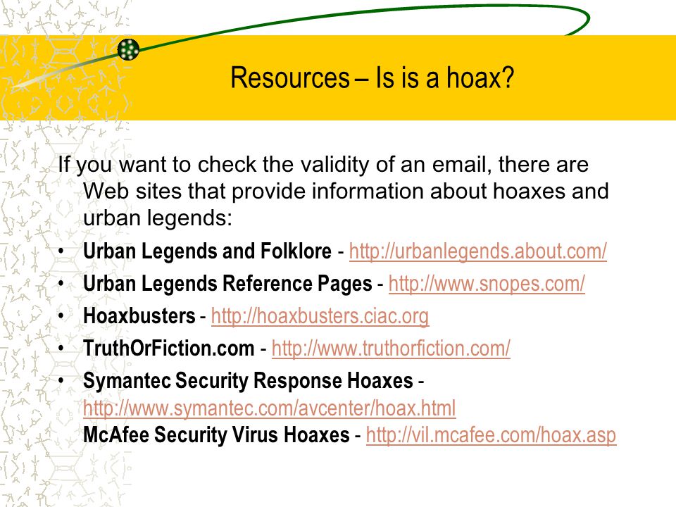 Resources – Is is a hoax.