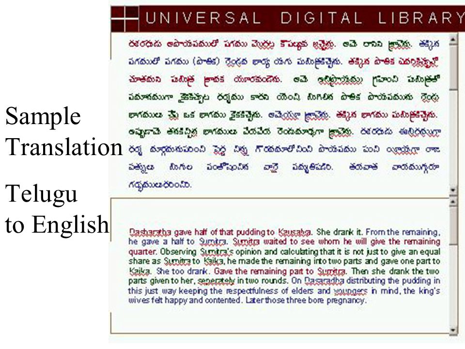Sample Translation Telugu to English