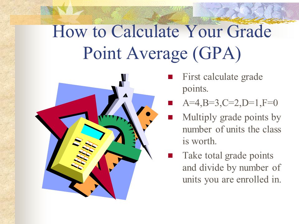 How to Calculate Your Grade Point Average (GPA) First calculate grade points.