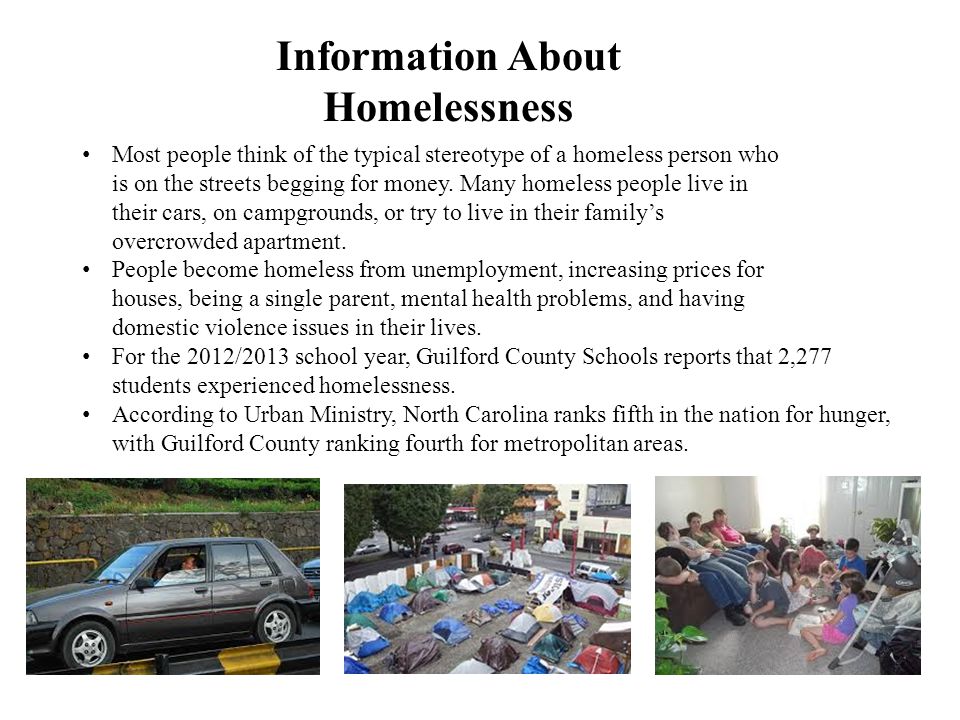 For the 2012/2013 school year, Guilford County Schools reports that 2,277 students experienced homelessness.
