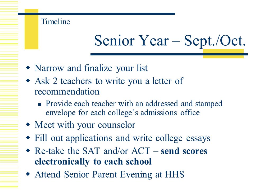 Senior Year – Sept./Oct.