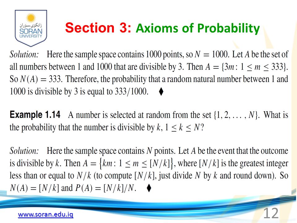 Section 3: Axioms of Probability 12