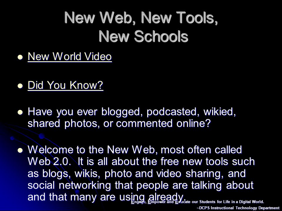 Web 2.0: New Tools, New Schools