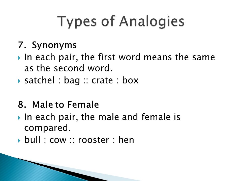 7. Synonyms  In each pair, the first word means the same as the second word.